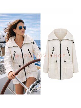 Coastal | 90s Brandon Thomas Luxury Windbreaker in Cream | Water Resistant | L
